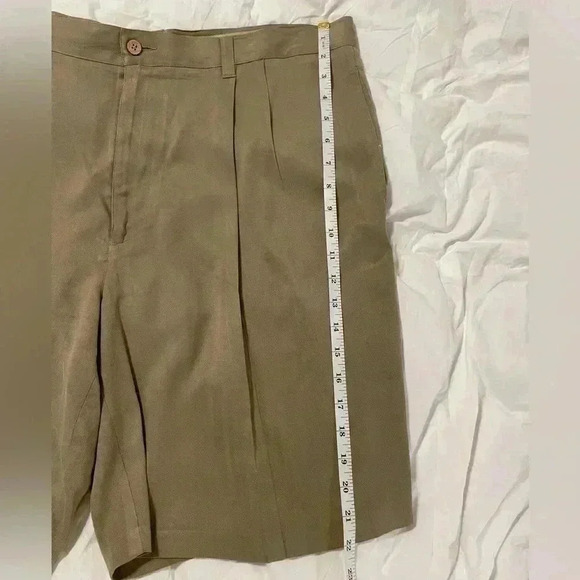 Jamaica Jaxx pleated Shorts Mens 38 Brown 100% Silk Relax Beach cool comfort - Picture 9 of 11